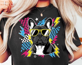 Cool French Bulldog Shirt | Retro Dog Lover T-shirt | Cute Frenchie Mom Dad Gift | Cool French Bulldog Owner Shirt