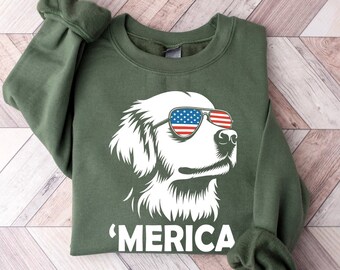 Merica Golden Retriever Sweatshirt 4th of July Dog Sweater