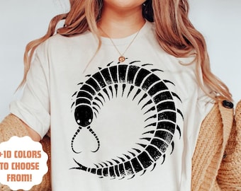 Camiseta ciempiés / Camiseta amante de los insectos / Camisa de entomología / Estética gótica / Diseño de insectos / Camiseta ciempiés vintage
