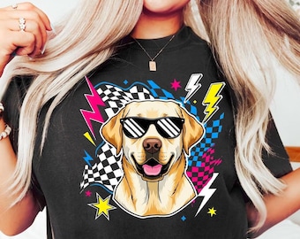 Cool Yellow Labrador Shirt | Retro Dog Lover T-shirt | Labrador Retriever Shirt for Lab Mom & Dad | Cool Yellow Lab Owner Gift