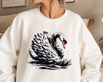Vintage Swan Sweatshirt | Swan Bird Art Crewneck | Nature-Inspired Wildlife Sweater | Elegant Bird Pullover | Swan Lover | Swan Bird Gifts