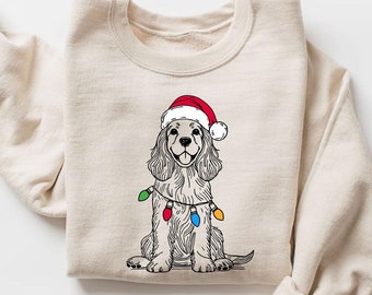Cocker Spaniel Christmas Sweatshirt | Santa Spaniel Dog Sweater | Cocker Spaniel Lover Gift | Holiday Dog Sweater | Xmas Cocker Sweatshirt