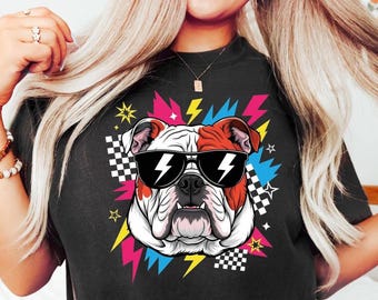 Cool English Bulldog Shirt | Retro Dog Lover T-shirt | Bulldog Mom Dad Gift | Cool English Bulldog Owner Shirt | Cute Dog Lover T-shirt