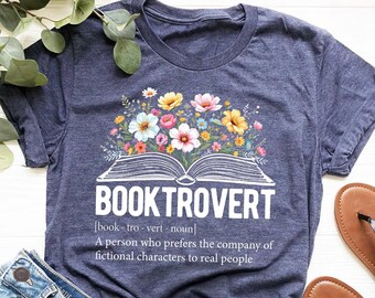 Booktrovert Shirt | Floral Book T-Shirt | Book Lover Gift | Introvert Reader Tee | Bookworm Shirt | Bookish Gifts | Librarian Shirt