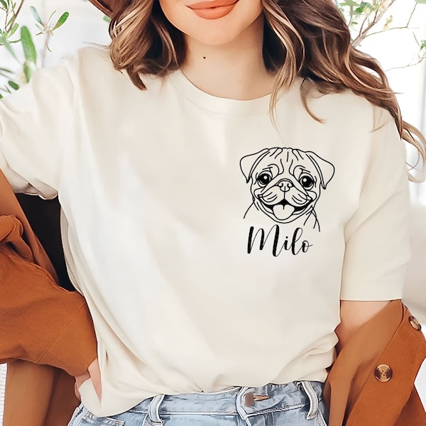 Personalisiertes Mops Namen T-Shirt | Mops Mama Tee | Personalisiertes Hunde-Liebhaber-Shirt | Mops Besitzer Geschenk | Mops Hund Liebhaber Shirt | Mops Mama Shirt