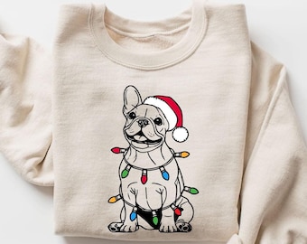 Festive French Bulldog Christmas Sweatshirt | Bulldog Sweater | Christmas Frenchie | French Bulldog Lover | Xmas Frenchie Sweatshirt
