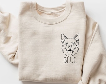 Australischer Rinderhundepullover nach Kundenwunsch | Benutzerdefinierte Blau Heeler Sweatshirt | Hunde Mama Geschenk | Rinder-Hund-Liebhaber | Cattle Dog Mom Pullover