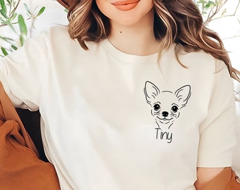 Gepersonaliseerd chihuahuashirt | Chihuahua-T-shirt | Hondenliefhebber gepersonaliseerd T-shirt | Chihuahuacadeaus voor mama en papa | Shirt voor chihuahualiefhebber | Chihuahuacadeau