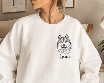Custom Siberian Husky Sweatshirt | Personalized Husky Name Sweater | Dog Lover Shirt | Hand-Drawn Husky Sweatshirt | Custom Pet Owner Gift