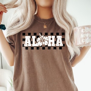 Camicia Aloha / Camicia Hawaii / T-shirt Aloha a scacchi / Camicia per le vacanze in spiaggia / Camicia per le vacanze estive / Camicia da viaggio alle Hawaii / Camicia Aloha Vibes