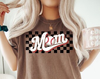 Honkbal moeder T-shirt | Moederdagcadeau | Speldagshirt | Sport moeder T-shirt | Honkbal minnaar cadeau | Geruit honkbalshirt | Honkbal T-shirt