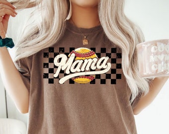 Softball Mama Shirt | Softball Mom Shirt | Mothers Day Gift | Baseball Mom Shirt | Sports Mom Tee | Softball Lover | Checkered Softball Tee