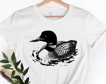 クラシックなアビ鳥Tシャツ、アビシャツ、鳥シャツ、アビ、アヒル、鳥、バードウォッチング、湖シャツ、野生動物シャツ、アビ鳥、鳥ギフト