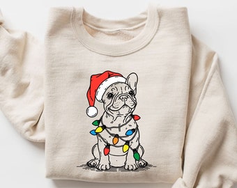 French Bulldog Christmas Sweatshirt | Santa Frenchie Crewneck | Christmas Bulldog Lover | Bulldog Christmas Shirt | Bulldog Mom & Dad Gift