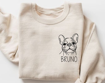 Benutzerdefinierte Französische Bulldogge Sweatshirt | Personalisierter Frenchie Crewneck | Hundemama Pullover | Bulldogge Shirt | Haustier-Liebhaber-Geschenk | Frenchie Sweatshirt