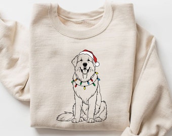 Christmas Great Pyrenees Sweatshirt | Santa Pyrenees Sweater | Christmas Light Pyrenees Crewneck | Great Pyrenees Lover | Dog Mom Xmas Gift