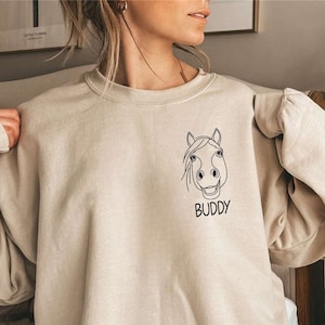 Custom Horse Sweatshirt | Equestrian Crewneck | Personalized Horse Name Sweater | Cute Horse Lover Sweater | Horse Sweatshirt | Custom Horse