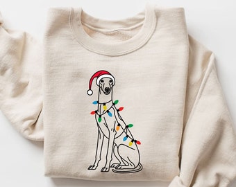 Greyhound Santa Sweatshirt | Christmas Greyhound Crewneck | Holiday Dog Lover Gift | Christmas Greyhound Owner Shirt | Greyhound Sweater