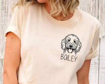 Aangepast T-shirt met Goldendoodle-naam | Gepersonaliseerde doodle hondenshirt | Hondenshirt moeder | Cadeau vader hond | Shirt hondenliefhebber doodle | Goldendoodle-T-shirt