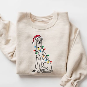 Greyhound Santa Sweatshirt | Christmas Greyhound Crewneck | Holiday Dog Lover Gift | Christmas Greyhound Owner Shirt | Greyhound Sweater