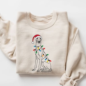 Greyhound Santa Sweatshirt | Christmas Greyhound Crewneck | Holiday Dog Lover Gift | Christmas Greyhound Owner Shirt | Greyhound Sweater