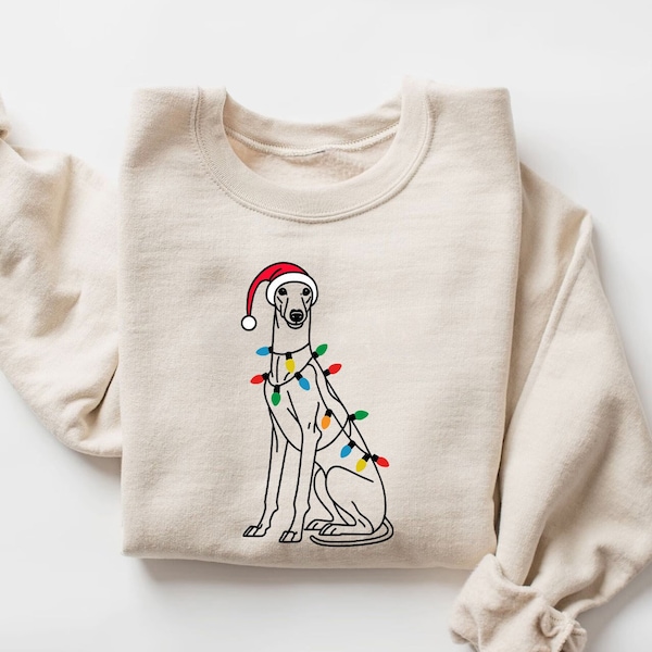 Greyhound Santa Sweatshirt | Christmas Greyhound Crewneck | Holiday Dog Lover Gift | Christmas Greyhound Owner Shirt | Greyhound Sweater