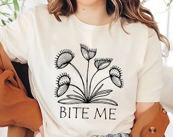 Venus Flytrap bijt me T-shirt | Botanische Humor T-shirt | Natuurliefhebber shirt | Grappig plantenshirt | Venus Flytrap-shirt | Ecoloog shirt