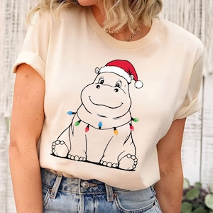 Hippopotamus Christmas Shirt | Hippo Lover Gift | Funny Christmas Tee | Women&#39;s Christmas Shirt | Merry Christmas Shirt | Christmas Gift
