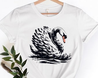 Camiseta vintage de cisne / Camiseta abstracta de pájaro cisne / Camisa inspirada en la naturaleza / Regalos elegantes de vida silvestre / Amante de los cisnes / Camisa de pájaro cisne