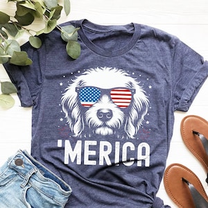 Goldendoodle &#39;Merica Shirt | 4th of July Doodle Tee | Patriotic Goldendoodle Shirt | USA Dog Lover Gift | Doodle Dog Shirt | Doodle Mom Gift