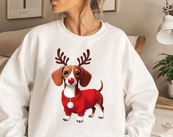 Holiday Dachshund Christmas Sweatshirt, Funny Christmas Sweater, Christmas Dog Crewneck, Dachshund Mom Shirt, Dachshund Shirt, Dog Christmas