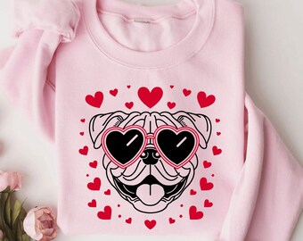 English Bulldog Valentine Sweatshirt | Bulldog Sweater | Bulldog Lover Gift | Bulldog Mom Valentine Gifts | English Bulldog Mom Sweatshirt