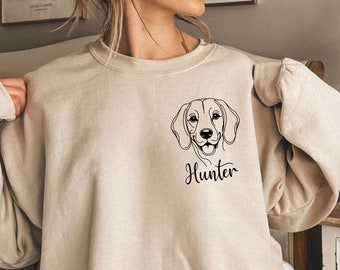Custom Beagle Sweater | Personalized Dog Name Shirt | Beagle Parent Gift | Hand-Drawn Beagle Sweatshirt | Dog Lover Tee | Beagle Mom Sweater