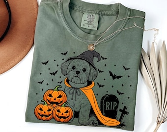 Shih Tzu Halloween Shirt | Spooky Shih Tzu Witch T-Shirt | Pumpkin Shih Tzu Dog Tee | Funny Halloween Dog Lover Gift | Fall Shih Tzu Shirt