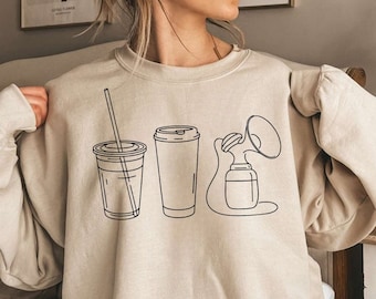 Felpa Pumping Mama / Regalo mamma che allatta al seno / Maglione amante del caffè / Felpa nuova mamma / Felpa maternità / Regalo per la nuova mamma