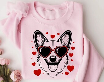 Valentine Corgi Sweatshirt | Corgi Dog Sweatshirt | Valentines Corgi Sweater | Corgi Lover Gift | Corgi Mom Sweater | Cute Corgi Dog Sweater
