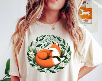 Whimsical Fox Cottagecore Shirt, Forestcore Shirt, Goblincore Shirt, Woodland Wildlife Animal, Cottagecore Aesthetic Shirt, Wildlife Shirt