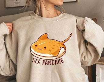 Zee pannenkoek Sweatshirt | Manta Ray oceaanshirt | Zeeleven | Strandtrui | Nautische Oceaan | Zomertrui | Schattig zeedier shirt