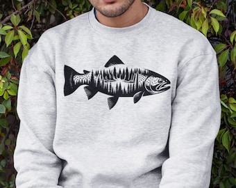 Vintage Trout Sweatshirt | Angler Graphic Crewneck | Fly Fishing Shirt | Outdoor Enthusiast Sweater | Trout Sweatshirt | Fisherman Gifts