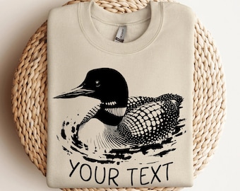 Custom Loon Sweatshirt |  Personalized Loon Sweater | Minnesota Lake  | Bird Watcher Gift |  Lake Life |  Wildlife Sweatshirt | Common Loon