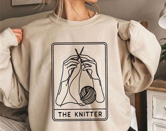 The Knitter Sweatshirt | Tarot Card Knitter | Knitting Lover Sweater | Knitting Lover Gift | Knitting Crewneck | Funny Knitting Shirt