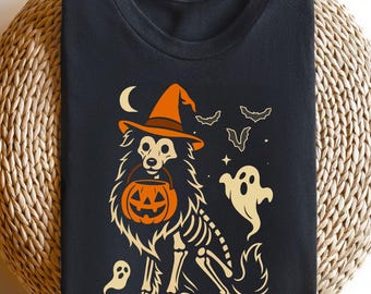 Sheltie-T-shirt Halloween | Shirt Shetland-herdershond | Sheltieshirt herfst | Griezelig Sheltie-shirt voor honden | T-shirt sheltiehond moeder | Halloween-T-shirt