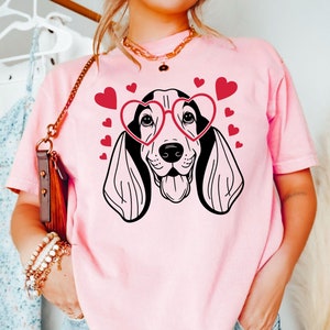 Basset Hound Valentine Shirt | Valentine&#39;s Day Dog Tee | Basset Hound Mama T-Shirt | Basset Hound Lover Tee | Basset Hound Owner Gifts
