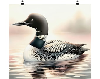 Watercolor Loon Art Print, Loon Wall Art, Minnesota Poster, Lake House Prints, Loon Painting, Bird Painting, Common Loon Decor Wall Art
