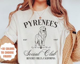 Pyrenéernas sociala klubbtröja | Pyrenéernas t-shirt | Pyrenéernas hundmamma-tröja | Bergshundtröja | Pyrenéernas hundälskare-tröja | Pyrenéernas t-shirt