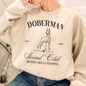Doberman Social Club Sweater | Dobie Lover Sweatshirt | Doberman Owner | Doberman Mom & Dad Gift | Dobie mom Sweater