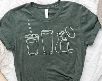 Maglietta "Pulling Mom Life" / Maglietta "Allenatore, amante del caffè" / Maglietta per neomamme / Maglietta con tiralatte / Regalo per mamme che allattano / Maglietta per la maternità / Neomamme