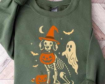 Brittany Spaniel Halloween-tröja, Spaniel hundskeletttröja, Brittany hundälskare present, Halloween Spaniel, höst Halloween hundtröja