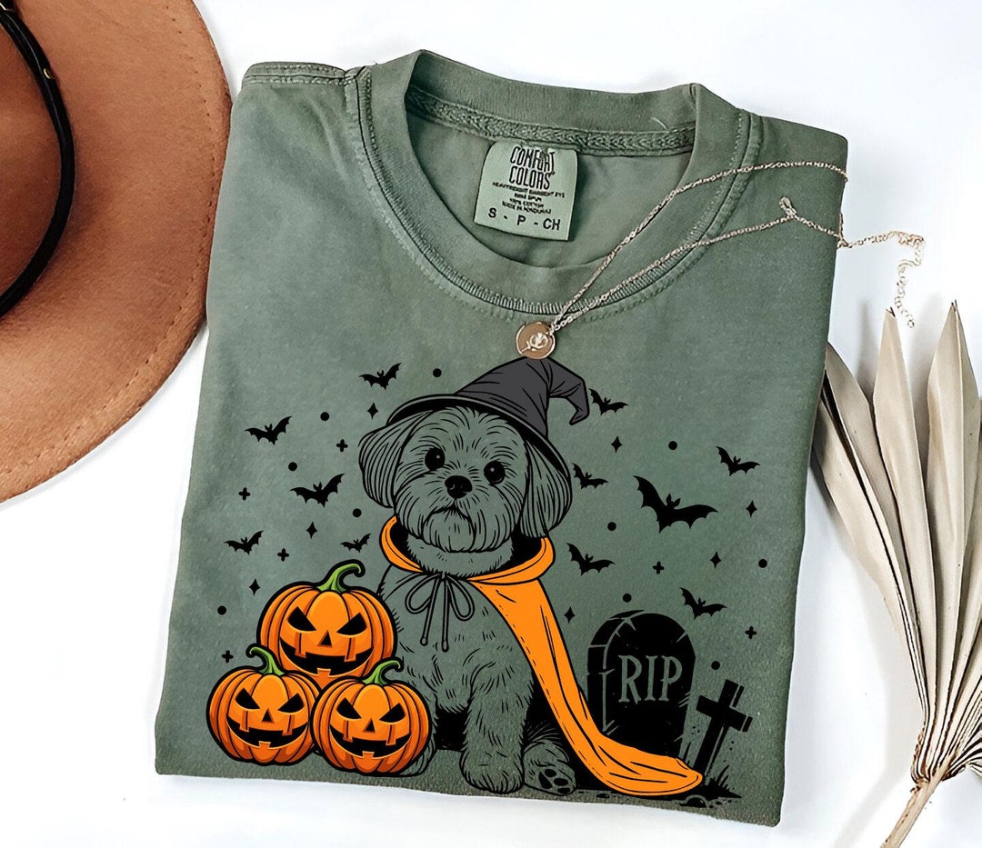 Shih Tzu Halloween Shirt | Spooky Shih Tzu Witch T-shirt | Pumpkin Shih ...