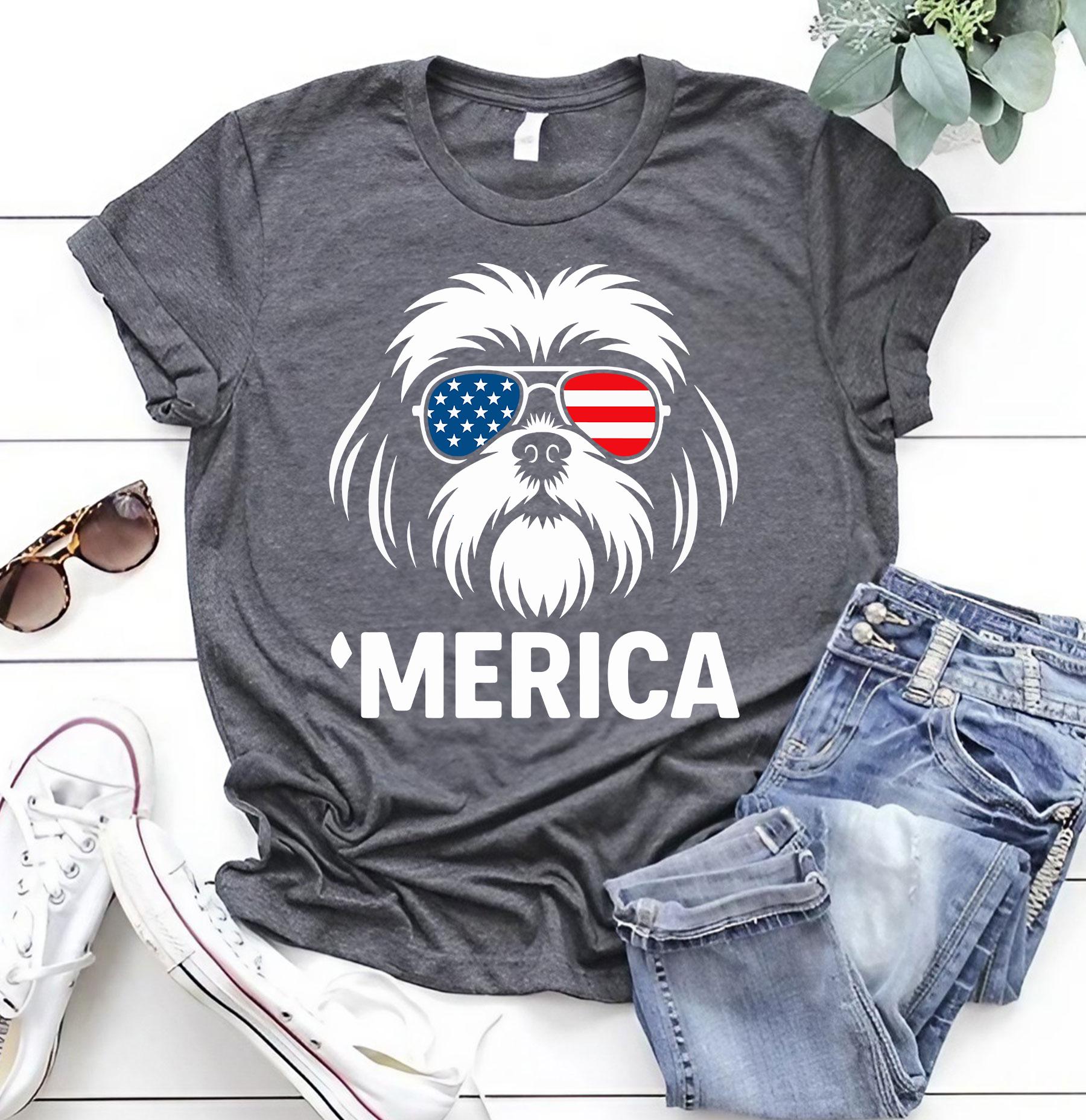 Shih Tzu Merica Shirt | 4th of July Dog Shirt | Patriotic Shih Tzu
